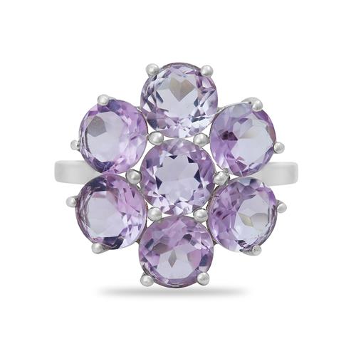 BUY REAL PINK AMETHYST GEMSTONE FLOWER RING IN 925 SILVER